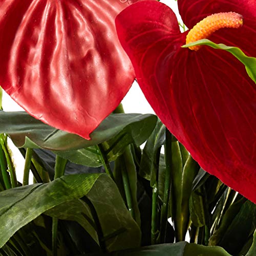 Nearly Natural Mixed Greens & Anthurium with Decorative Vase Silk Plant