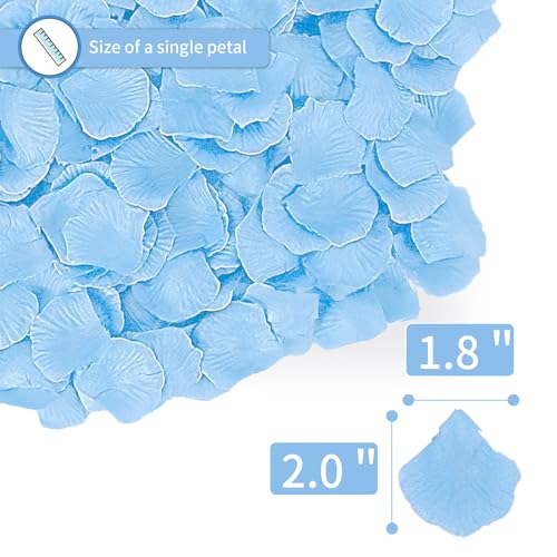 1000 Pcs Artificial Fake Rose Petals,Flower Petals for Romantic Night, Engagement, Party, Wedding, Event Flower Decorations, in Bulk(Light Blue) - color: Light Blue, size: 1000Pcs