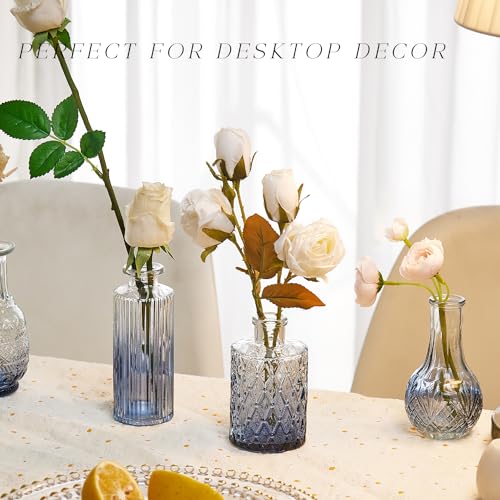 Glass Bud Vase Set of 20, Small Flower Vases, Glass Vases for Centerpieces, Vintage Home Table Decorations Bud Vases (20 Pcs, Blue) - color: Blue, size: 20 Pcs