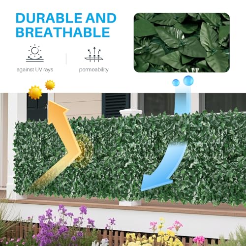 Patio Paradise 39"x156"-1Pc Faux Ivy Fence Privacy Screen Artificial Greenery Wall Backdrop,Fake Grass Wall Panels for Outside Apartment Balcony,Vine Leaf Decor for Outdoor Patio Chain Link - color: Faux IVY Leaves- Dark Green, size: 39" x 156"