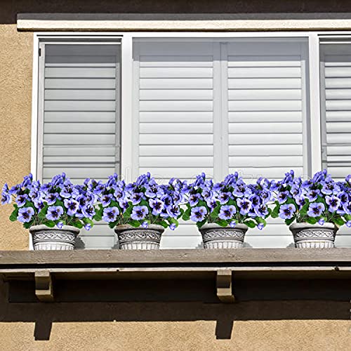 Fake Flowers Pansy Small Wild Flower Daisy Faux Plastic Purple Flowers for Home Wedding Kitchen Garden Table Centerpieces Indoor Outdoor Decor (8PCS,Purple) - color: Purple