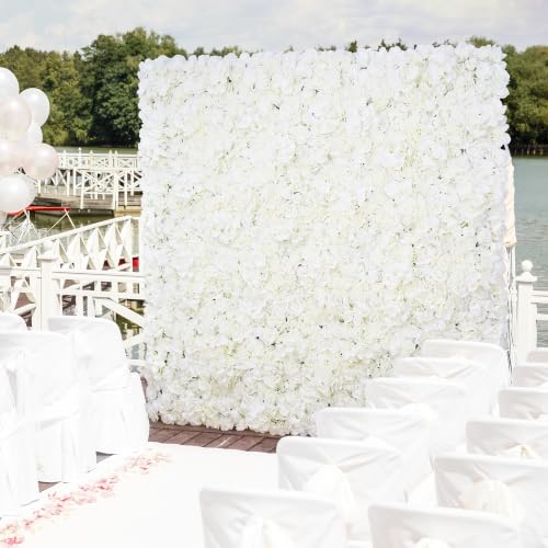 Flower Wall Backdrop 12-Pack 16.5"* 16.5"Artificial Silk Flowers Rose Floral Panels Spring Wedding Home Mother's Day Valentine's Day Photography Event Party Decoration -White - color: White, size: 16.5inch