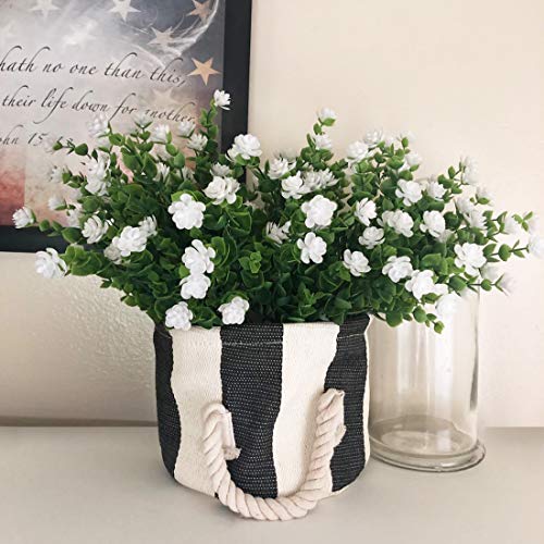 6 Bundles Artificial Flowers, Fake Artificial Greenery UV Resistant No Fade Faux Plastic Plants for Wedding Bridle Bouquet Indoor Outdoor Home Garden Kitchen Office Table Vase (White) - color: White