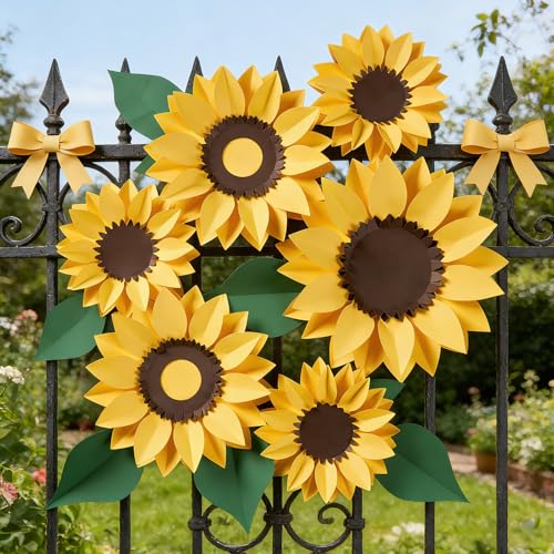15pcs Sunflower Wall Decor, Paper Flower for Wall with 3D Artificial Flowers Yellow Bulletin Board Decoration Large Paper Flower for Background for Living Room Office Garden Wedding. - color: Sunflower 6pcs
