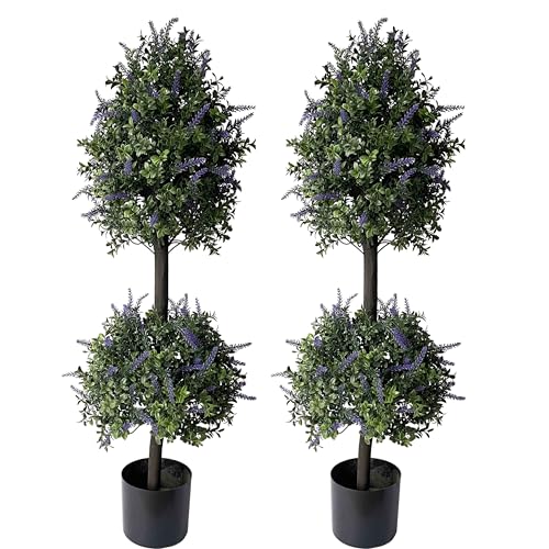 ALL SEASON GREEN Artificial Plants Topiary Tree, 40'' Purple Lavender Faux Flowers Potted Outdoor Plant, Front Porch Decor - size: 40'' Tall