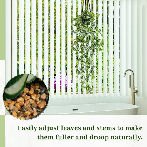 Artificial Plants Indoor Small Potted Hanging Vine plnat 39-in Long Fake Green Eyebrow Leaf Plant Faux Trailing Plant for Home Office Livingroom Desk Shelf Mantle Decoration (Black Pot) - color: Eyebrow