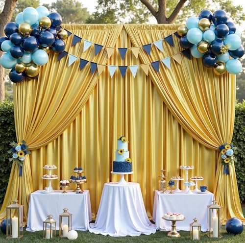 20x12ft Gold Sequin Backdrop Curtains, Wrinkle Free Shimmer Drapes Photography Background, 4 Panels 5x12FT Non-Shedding Glitter Sparkle Curtain for Wedding Birthday Christmas Studio Party Decoration - color: Gold, size: 5'W×12'H _4 Panels