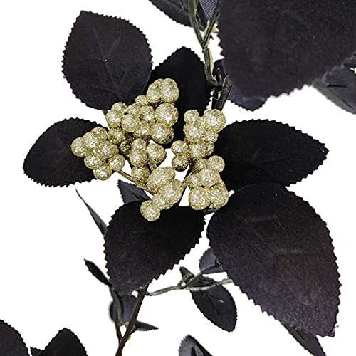 TITA-DONG 70.9 Inch Halloween Red Rose Vine Fake Floral Wall Hanging Ornaments, Artificial Rose Vine Fake Flower Plants,Black Silk Flower Garland for Halloween Decor(#1)