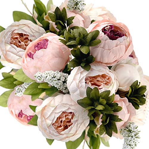 FiveSeasonStuff Vintage Artificial Peonies Silk Peony Flowers and Hydrangeas for Wedding Bridal Home Décor – Beautiful Floral Centerpiece Arrangement Decoration with 2 Bouquets (Rosy Pale Pink) - color: Rosy Pale Pink