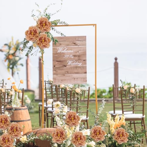 20 Pcs Artificial Flower Peonies, 5" Silk Fake Peonies with 6" Stems No Leaf, Faux Peonies Flowers for Decoration Wedding Home Party Centerpiece Decor Floral Art (Caramel Colour) - color: Caramel Colour