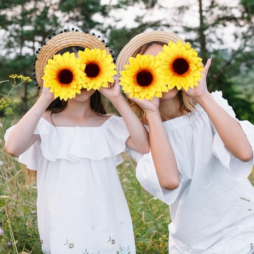 80 Pcs Large Sunflower Artificial Flowers Bulk, 4.1inch Sunflower Artificial Flower Heads Fake Sun-flower Heads with Stems Simulation Sun-flower for Wedding Decoration, Bouquets Parties (Yellow-80) - color: Yellow-80