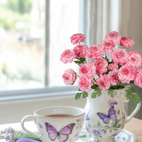 3 Pcs Artificial Flowers Spring Summer Pink Zinnia Silk Flowers with Long Stems Zinnia Elegans Artificial Flowers for Outdoors Floral Arrangements Table Centerpieces Wedding Party Home Decor - color: Dark Pink