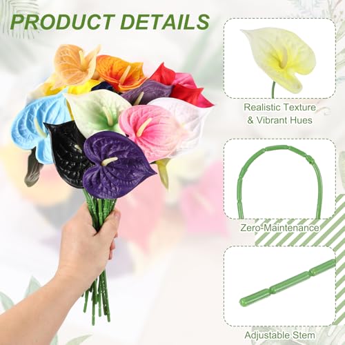 uxcell 4Pcs 11inch Artificial Anthurium Lily Flowers, Permanent Flower Bouquet for Home Arrangements Wedding Festival Decoration Crafts Store Decor Accessories, Pale Yellow - color: Pale Yellow