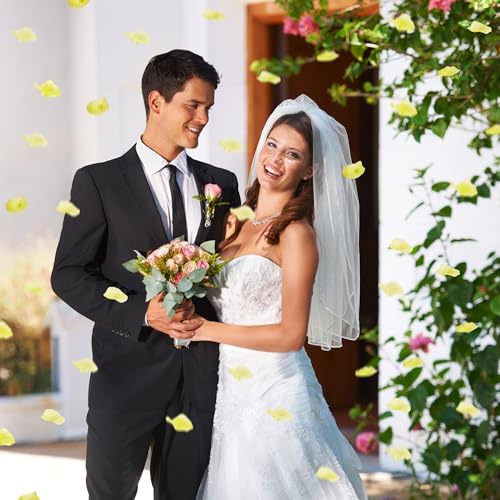 SITUMEIZI 1500PCS Yellow Rose Petals Silk Rose Petals for Romantic Night for Her Set Valentine,Wedding,Party,Proposal Anniversary Decorations - color: Yellow, size: 1500