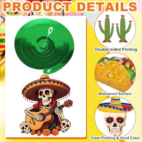 24Pcs Cinco De Mayo Hanging Decorations, Mexican Fiesta Party Ceiling Streamers Cutouts, Mexican Theme Hanging Swirls for Taco Birthday Party Home Office Classroom Ceiling Decoration Baby Shower - color: Yellow