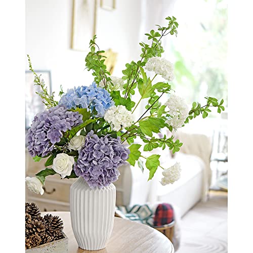 FiveSeasonStuff Real Touch Silk Hydrangea Flowers, 2 Large Long Stem Artificial Flowers for Floral Arrangements (Faded Purple) - color: Faded Purple (2 Stems)