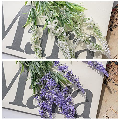 hanlongyu Lavender Flowers Wedding Decorations Bouquet Pack of 4, Artificial Lavender Fake Flower Plants Fall Outdoor Decor, Faux Flowers for Wedding