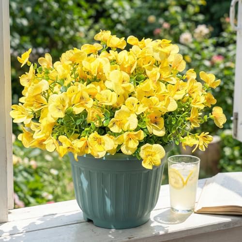 trytuny Artificial Flowers for Outdoor, Realistic Faux Plants for Outside Indoor Porch Patio Window Box Planter Home Decor (12pcs -Yellow) - size: 12PCS-dyellow