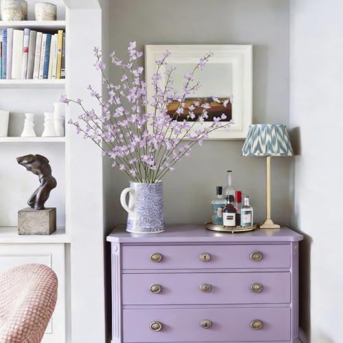 6 Pcs Artificial Forsythia Branches Fake Wildflowers Light Purple 41" Silk Flowers with Long Stems Faux Spring Flowers for Tall Vase Indoor Home Decor Table Centerpieces Party Wedding Outdoor - color: Light Purple