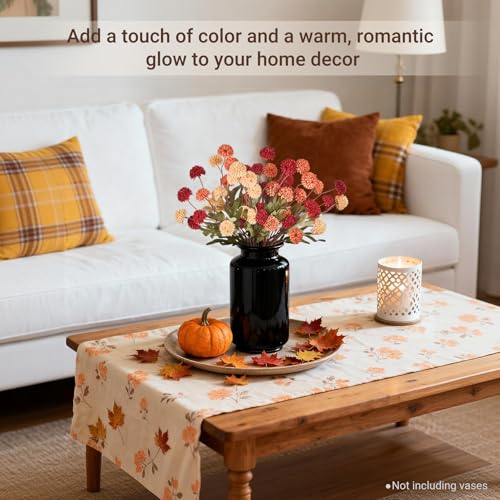 Mkono Faux Fall Flowers 10 Pcs 20" Artificial Mums Flowers with Long Stems Fake Flower for DIY Bouquets Centerpieces Home Decorations Floral Arrangement Table (Orange Mixed) - color: Orange Mixed