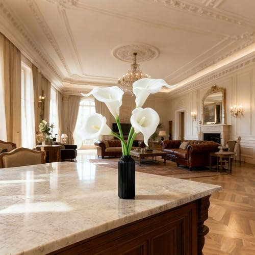 White Calla Lily 4Pcs Artificial Flowers Bouquet for Wedding Bride Shower Blessing Gift Home Decoration Faux Calla Lilies Flower - color: White