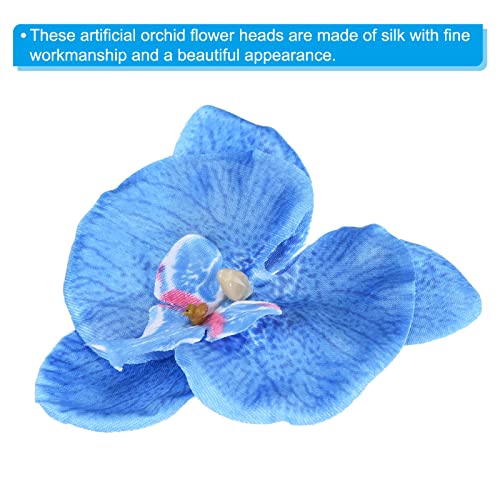 PATIKIL 10cm/3.9" Artificial Orchid Flower Heads, 20 Pack Silk Phalaenopsis Fake Butterfly Orchid Heads for Wedding Floral Bouquet Decor DIY Craft Making, Blue - color: Blue, size: 3.9"