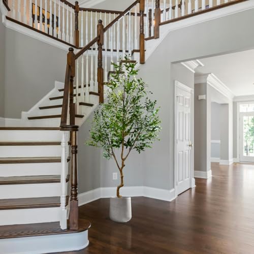 Warmplants 8ft Artificial Olive Tree, 96” Tall Fake Plant with Basket, Indoor Outdoor Faux Large Olive Silk Tree for Home Office Living Room Decor (2400 Leaves) - size: 8ft