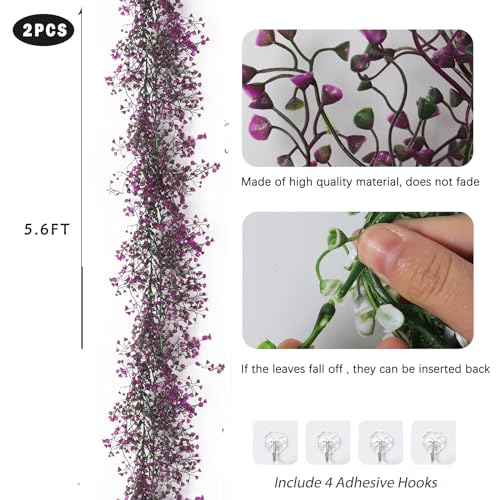 RECUTMS Faux Vines Garland Artificial Hanging Plant Greenery Fake Ferns Leaves Ivy Garland 2Pcs 5.6Ft for Summer Spring Home Indoor Outdoor Wedding Farmhouse Graduation Party Garden Decor(Fuchsia) - color: Fuchsia-garland