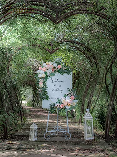 Lisuun Wedding Arch Flowers, Artificial Flowers for Decoration, Large Flower Swag for Boho Styles Wedding Ceremony Floral Decor - Pack of 2 - color: Fleshy Pink