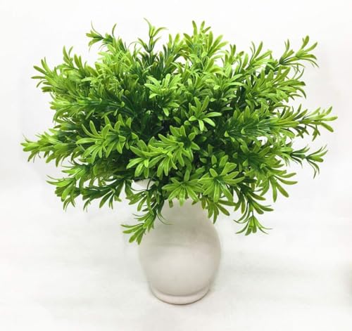 Artificial Plants Shrubs Fake Podocarpus Greenery Bushes The Meaning of Longevity Grass Plastic Leaves Faux Plant for Outdoor Indoor Home Garden Wedding DIY Decor Table Decoration Planter Filler 4 Pcs - color: Podocarpus Shrub / 4 Pack