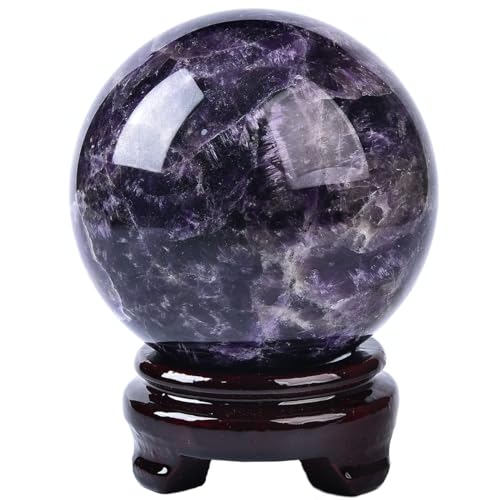Large Dream Amethyst Crystal Ball with Stand Healing Crystals Sphere for Meditation, Divination, Witchcraft 110-120mm/4.3-4.7" - color: Dream Amethyst, size: 4.3 - 4.7 inches