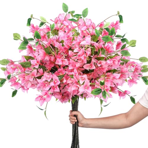 30 Pcs Artificial Faux Bougainvillea Fake Flower Silk Bougainvillea Branches UV Resistant Outdoor Indoor Decoration for Wedding Home Centerpieces Outside Decor (Pink) - color: Pink