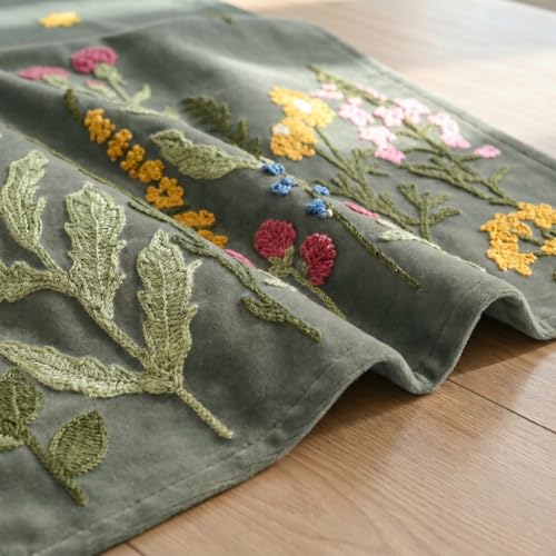Artoid Mode Grey Soft Chain Embroidery Wild Floral Spring Table Runner, Seasonal Summer Kitchen Dining Table Decoration for Home Party Decor 13x72 Inch - color: Grey, size: 13" x 72", Table Runner