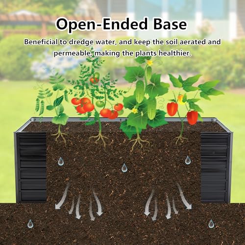 Thanaddo Galvanized Raised Garden Bed 6x3x2ft Outdoor Planter Box Galvanized Steel Garden Bed Kit for Vegetables, Flowers, Herbs and Succulents Black - size: 6x3x2 ft