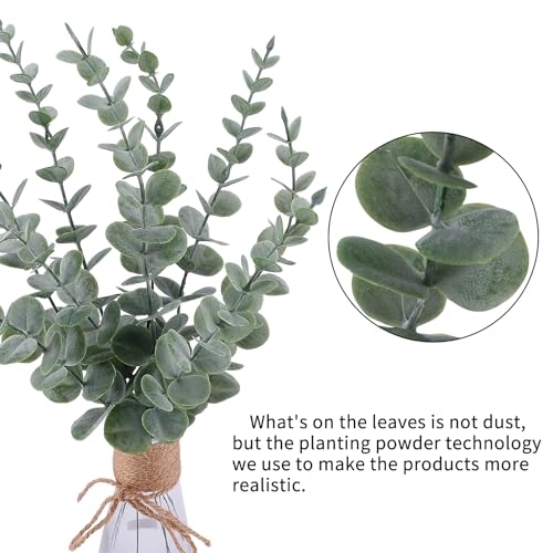 CEWOR 24pcs Eucalyptus Stems Artificial Eucalyptus Leaves Fake Greenery Branches Fake Flowers for Wedding Centerpiece Spring Easter Farmhouse Home Decoration - color: Grey Green, size: 24 pcs
