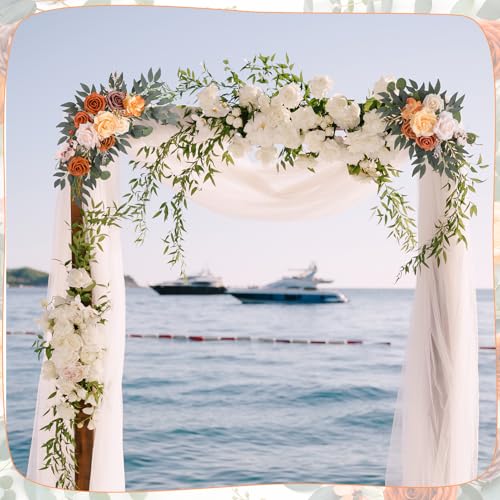 2 Pcs Wedding Arch Decorations - Reusable Artificial Hanging Flowers Floral Swag Greenery Garland for Wedding Welcome Sign Backdrop Bridal Ceremony Reception Backdrop Decoration(Champagne) - color: Champagne+light Pink