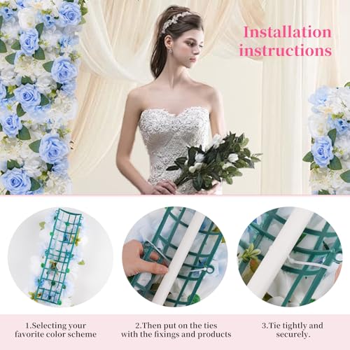 Pack of 10 Wedding Arch Decorations, 20.47 inch Artificial Flower Table Centerpieces Floral Arrangement for Wall Backdrop Party Bridal Shower Event Decor - Blue - color: Blue