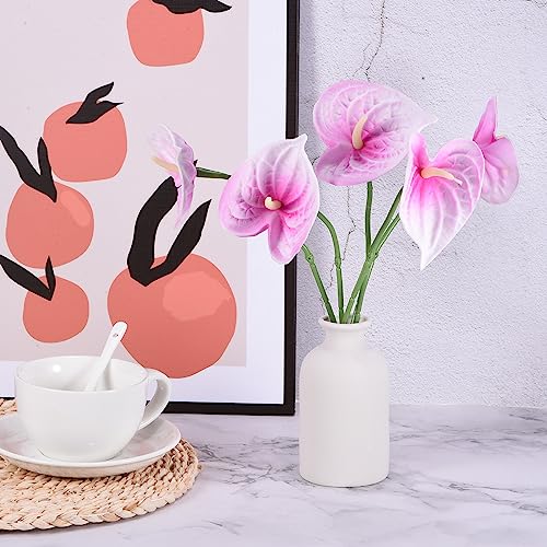 PATIKIL 13" Artificial Anthurium Lily Flowers, 10 Pack Permanent Flower Floral Arrangements Bouquet for Home Decor Bridal Wedding Festival Party Fuchsia White - color: Fuchsia White