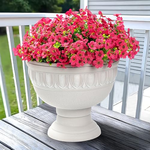 Artificial Flowers for Outdoor Indoor Garden Home Decoration, Faux Flower Daisy with Eucalyptus Leaves Fake Plants Greenery Boxwood Porch Patio, 12 Bundles - color: Rose