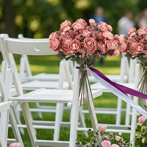 Pink Ranunculus Artificial Flowers 5 Bouquets Fake Silk Mini Ranunculus with Stems 15PCS Faux Peonies Spring Flowers for DIY Wedding Bride Shower Centerpieces Home Vase Filler Decorations (Pink) - color: Pink