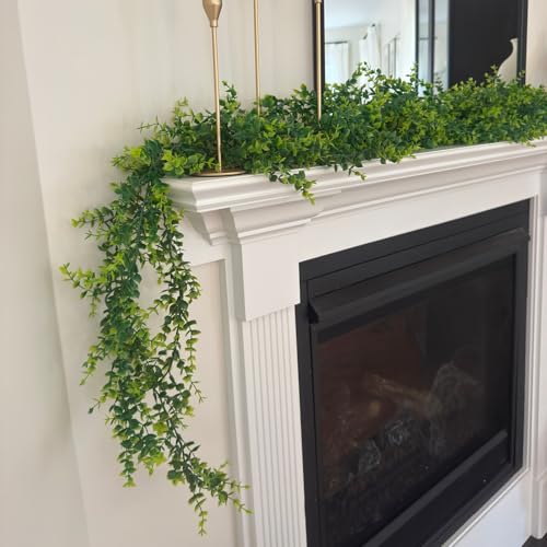 CQURE 6Pcs Faux Eucalyptus Garland, Artificial Eucalyptus Leaves Hanging Vines Table Greenery Garland for Wedding Backdrop Arch Wall Table Party Indoor Outdoor Decor - size: 6 Pack