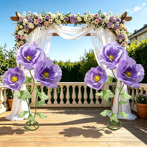 Giant Artificial Flowers for Decoration, Large Wedding Birthday Party Exhibition Banquet Backdrop Photography Props Shop Window Display Stage Nursery Events Bridal Showers Home Garden Decor, Purple - color: Purple