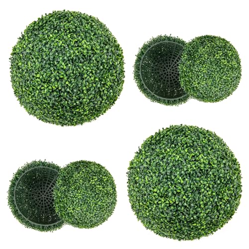 Goplus 2 PCS 20 Inch Artificial Plant Topiary Ball, Round Faux Boxwood Balls Outdoor, Fake Plant Sphere for Front Door, Porch, Backyard, Balcony, Patio, Garden, Wedding and Home Décor - size: 20 Inch