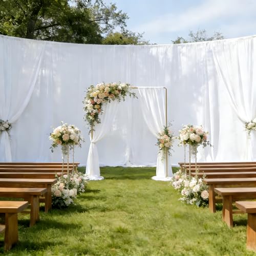 5.2 * 6.56 FT Metal Backdrop Frame Stand, Wedding Decor Flower Arbor Stand, Balloon Arch Backdrop, Golden - size: Single Arched