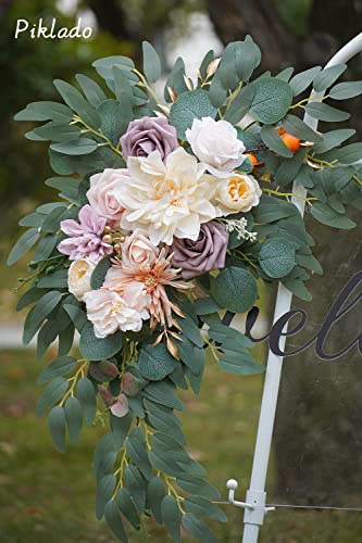 Faux Flower Swag Set of 2 for Wedding Welcome Signs Floral Swag Wedding Reception Ceremony Signs Decor (Champagne) - color: Champagne