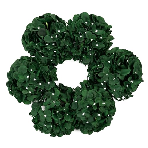 DuHouse 8.7" Silk Hydrangea Flower Heads with Stems Fake Hydrangeas Flowers for DIY Wedding Centerpiece Home Decor,Pack of 6(Dark Green) - color: Dark Green