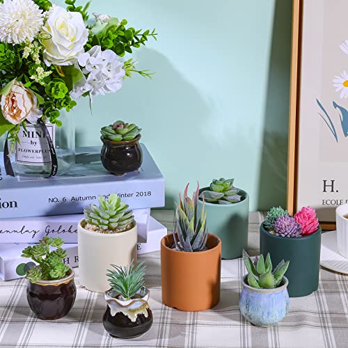 WILLBOND 38 Pcs Summer Mini Artificial Succulents Small Fake Succulent Plants Faux Assorted Unpotted Realistic Plastic Flowers Picks Stem for DIY Crafting Greenery Garden Home Decor(Flocked) - color: Vivid Green, Flocked Purple, Pink