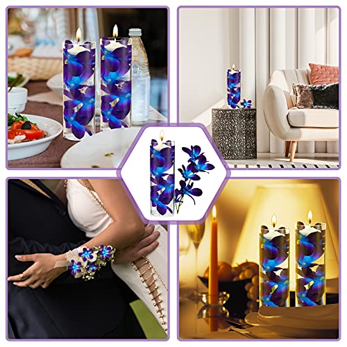 Canlierr 24 Pieces Blue Purple Faux Orchid Flowers Artificial Flower Vase Fillers Wedding Table Centerpieces Filling for Floating Candles DIY Wedding Bouquet Arrangement Birthday Party Home Decor