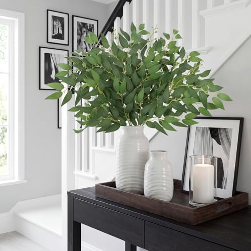 12PCS Artificial Ficus Leaves Stems Fake Flowers Greenery Filler Faux Hanging Green Leaf Plants Spray for Flower Arrangements, Floral Bouquet Wedding Faux Greenery Stems Silk Foliage Branches(Small) - color: 12pcs-small Ficus