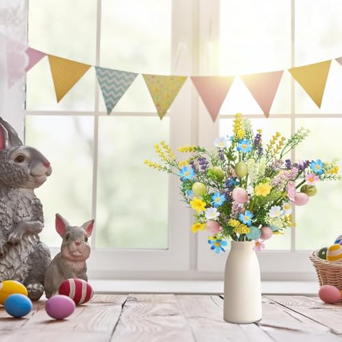 Easter Flower Decor 8Pack Easter Egg Picks Artificial Spring Floral Picks Decorations for Flower Arrangements Centerpiece Vase Fillers Home Window Sill Table Decor